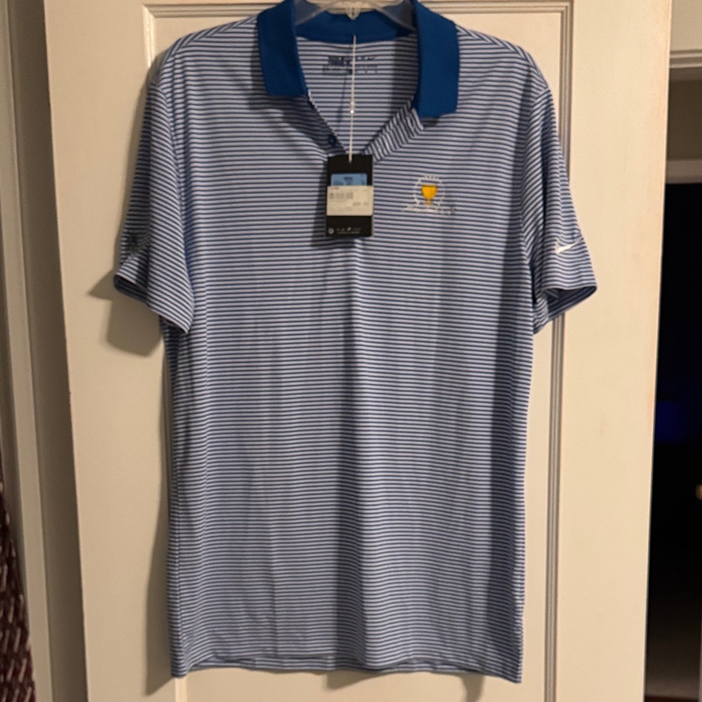 Nike Men's Golf Polo Shirt in Blue and White Stripes